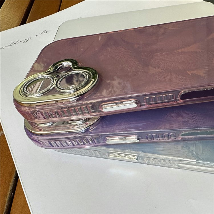 For iPhone 16 Case Anti-Scratch TPU+PC Phone Cover Feather Pattern - Purple