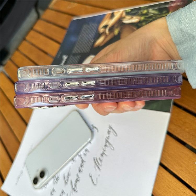 For iPhone 16 Case Anti-Scratch TPU+PC Phone Cover Feather Pattern - Purple