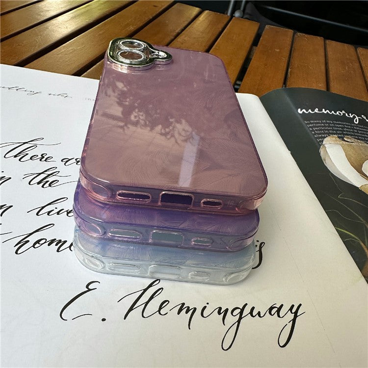 For iPhone 16 Case Anti-Scratch TPU+PC Phone Cover Feather Pattern - Purple
