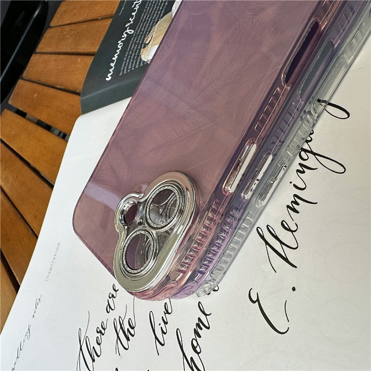 For iPhone 16 Case Anti-Scratch TPU+PC Phone Cover Feather Pattern - Purple