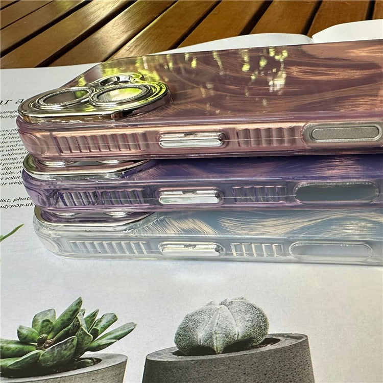 For iPhone 16 Case Silk Pattern Protective TPU+PC Phone Cover - Silver