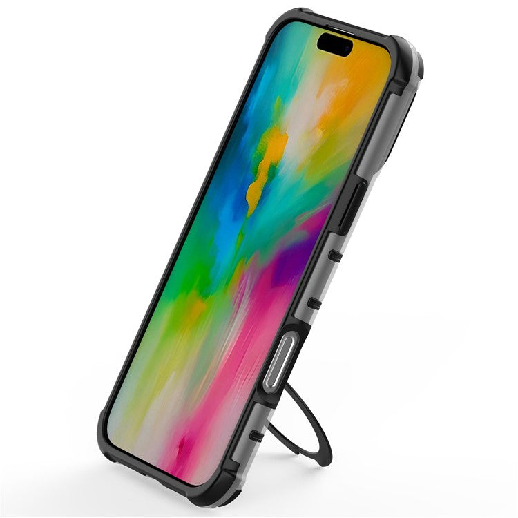 For iPhone 16 Pro Case with Kickstand PC+TPU Phone Cover Compatible with MagSafe - Purple