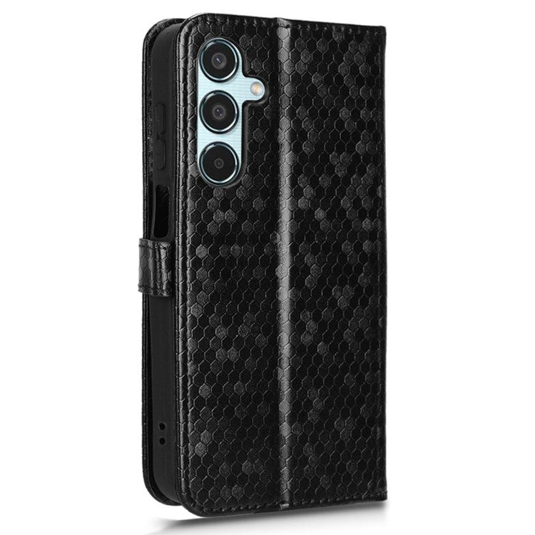 For Samsung Galaxy M35 5G Wallet Case Dot Pattern Imprint PU Leather Phone Cover - Black