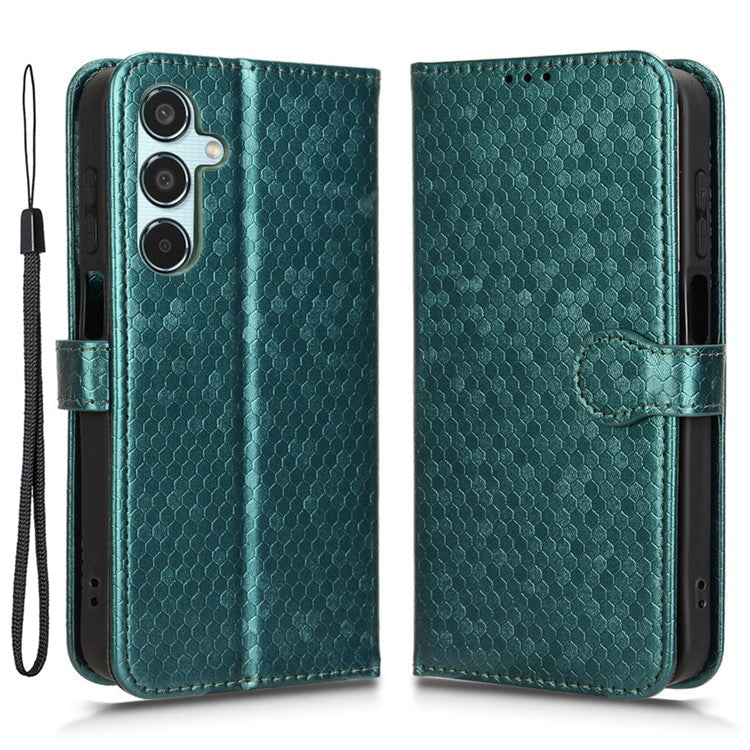 For Samsung Galaxy M35 5G Wallet Case Dot Pattern Imprint PU Leather Phone Cover - Green