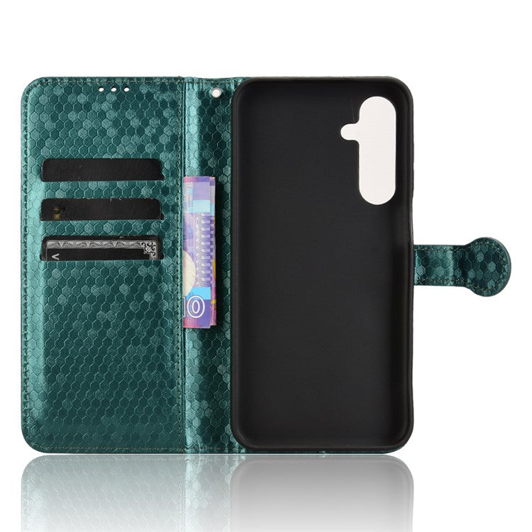 For Samsung Galaxy M35 5G Wallet Case Dot Pattern Imprint PU Leather Phone Cover - Green