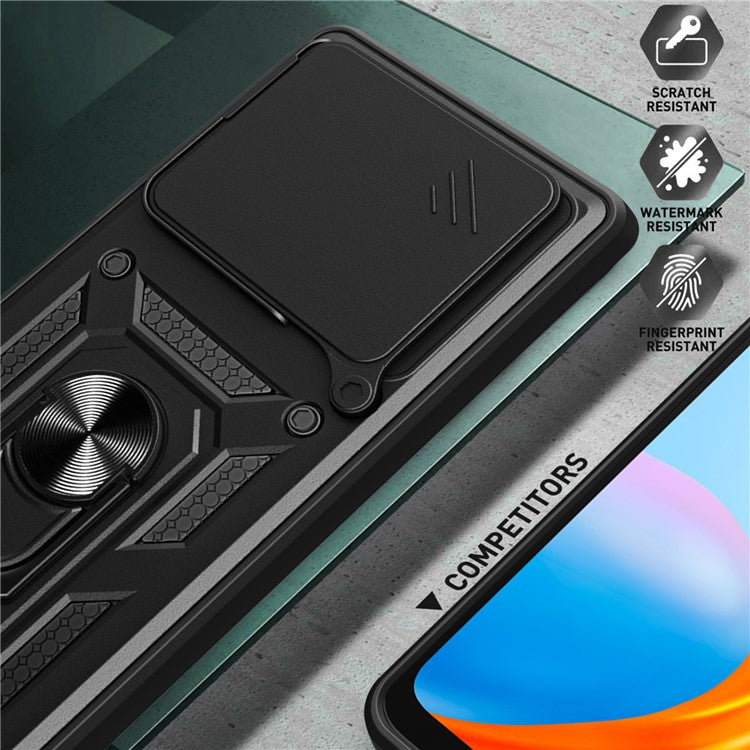 For TECNO Pova 6 Pro 5G Case with Slide Camera Lid PC+TPU Kickstand Phone Cover - Rose Gold