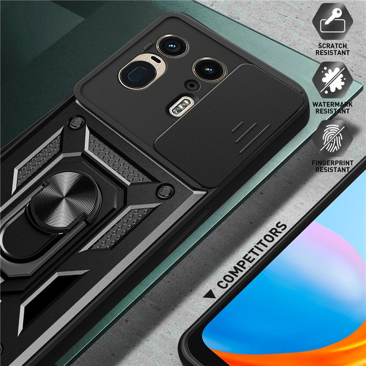 For Motorola Moto X50 Ultra 5G  /  Edge 50 Ultra 5G Case with Slide Camera Lid PC+TPU Kickstand Phone Cover - Green