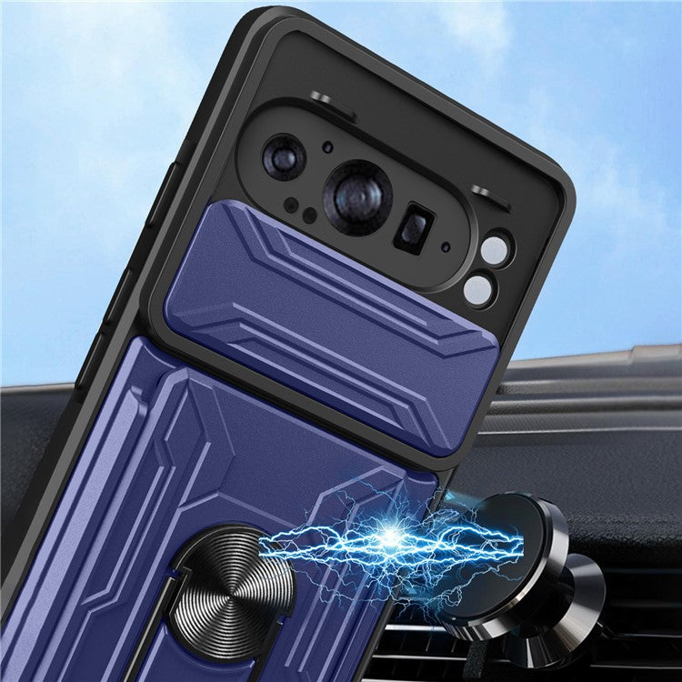 For Google Pixel 9 Pro XL Case PC+TPU Kickstand Phone Back Cover with Camera Slider - Red