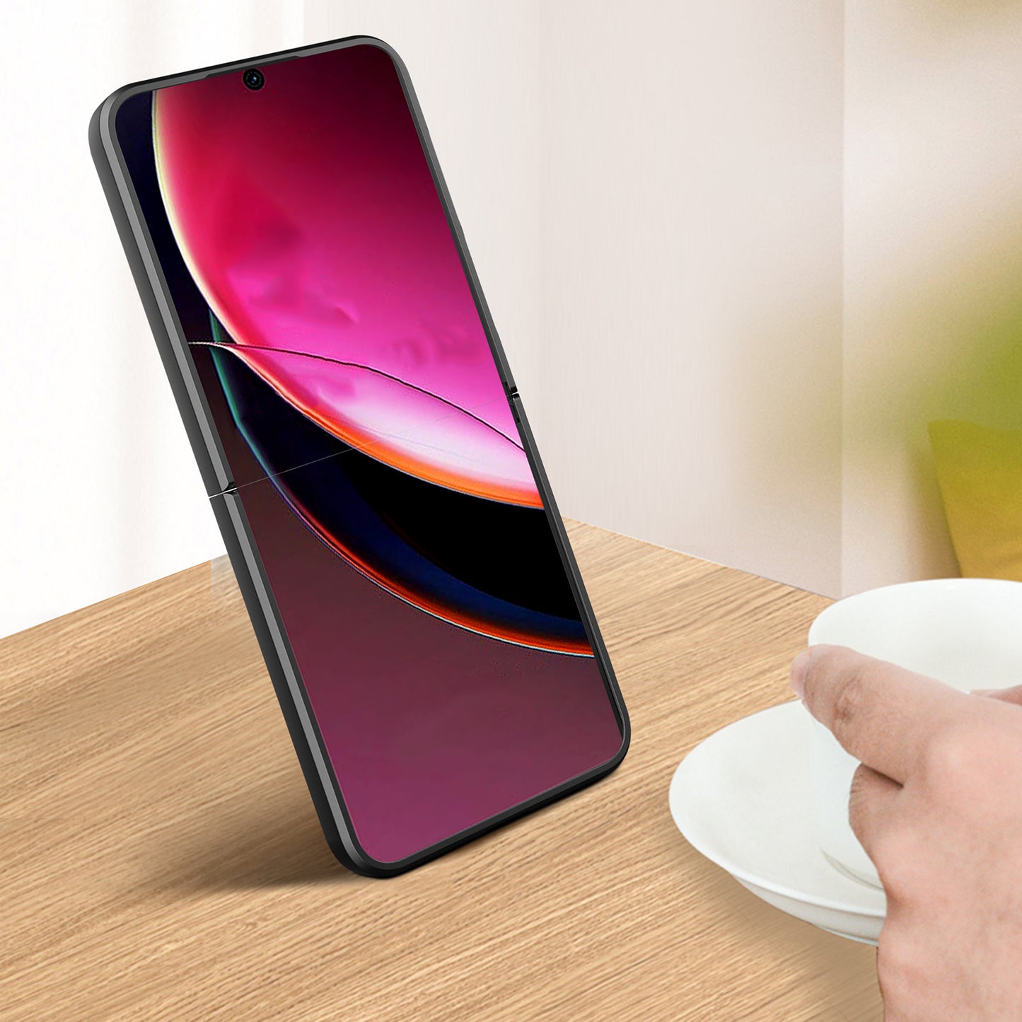 For Motorola Razr 50 Ultra 5G Case PC+TPU Kickstand Phone Back Cover with Camera Slider - Blackish Green