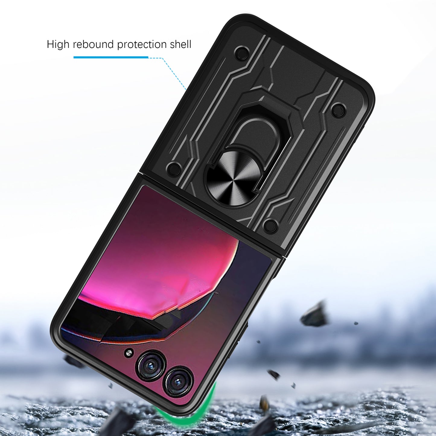 For Motorola Razr 50 Ultra 5G Case PC+TPU Kickstand Phone Back Cover with Camera Slider - Red