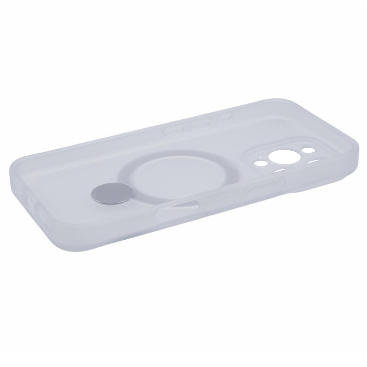 For iPhone 16 Pro Case Compatible with MagSafe Matte TPU+PC Rotary Kickstand Phone Cover - Transparent