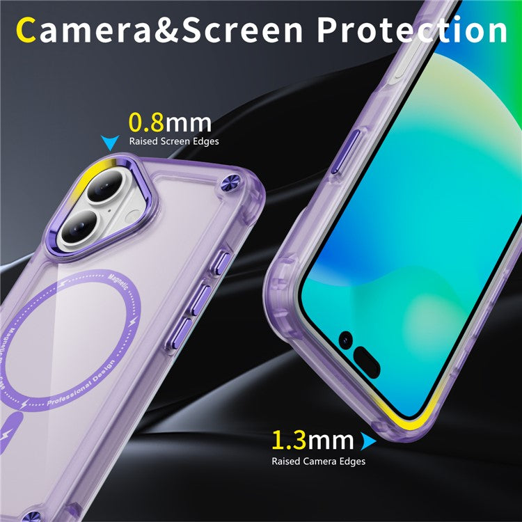 For iPhone 16 Plus Magnetic Case Translucent Phone Cover Compatible with MagSafe - Purple