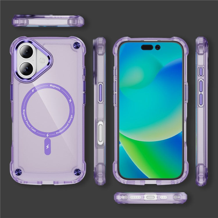 For iPhone 16 Plus Magnetic Case Translucent Phone Cover Compatible with MagSafe - Purple