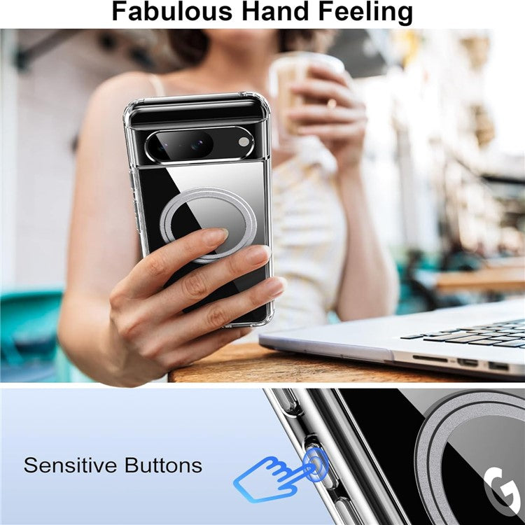For Google Pixel 9 Case Magnetic TPU+PC Transparent Anti-Drop Phone Cover