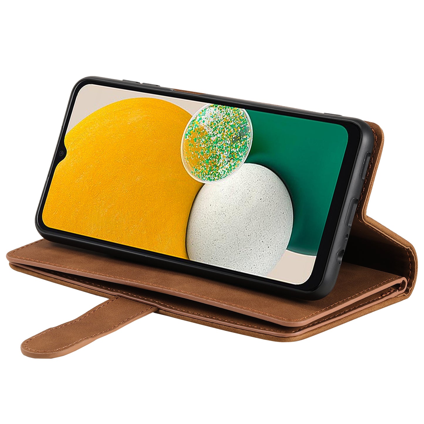 For Samsung Galaxy A16 5G / A16 4G Case PU Leather Phone Cover with Zipper Wallet 9 Card Slots - Brown