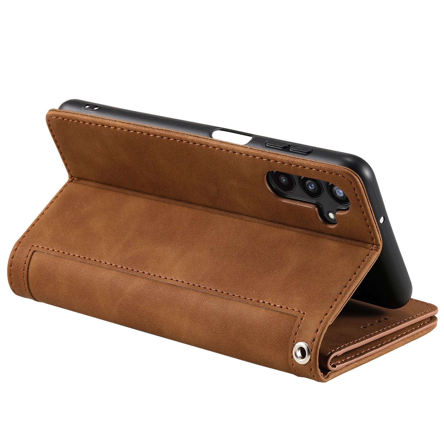 For Samsung Galaxy A16 5G / A16 4G Case PU Leather Phone Cover with Zipper Wallet 9 Card Slots - Brown