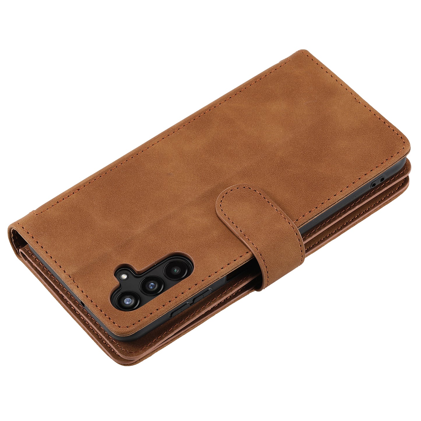 For Samsung Galaxy A16 5G / A16 4G Case PU Leather Phone Cover with Zipper Wallet 9 Card Slots - Brown