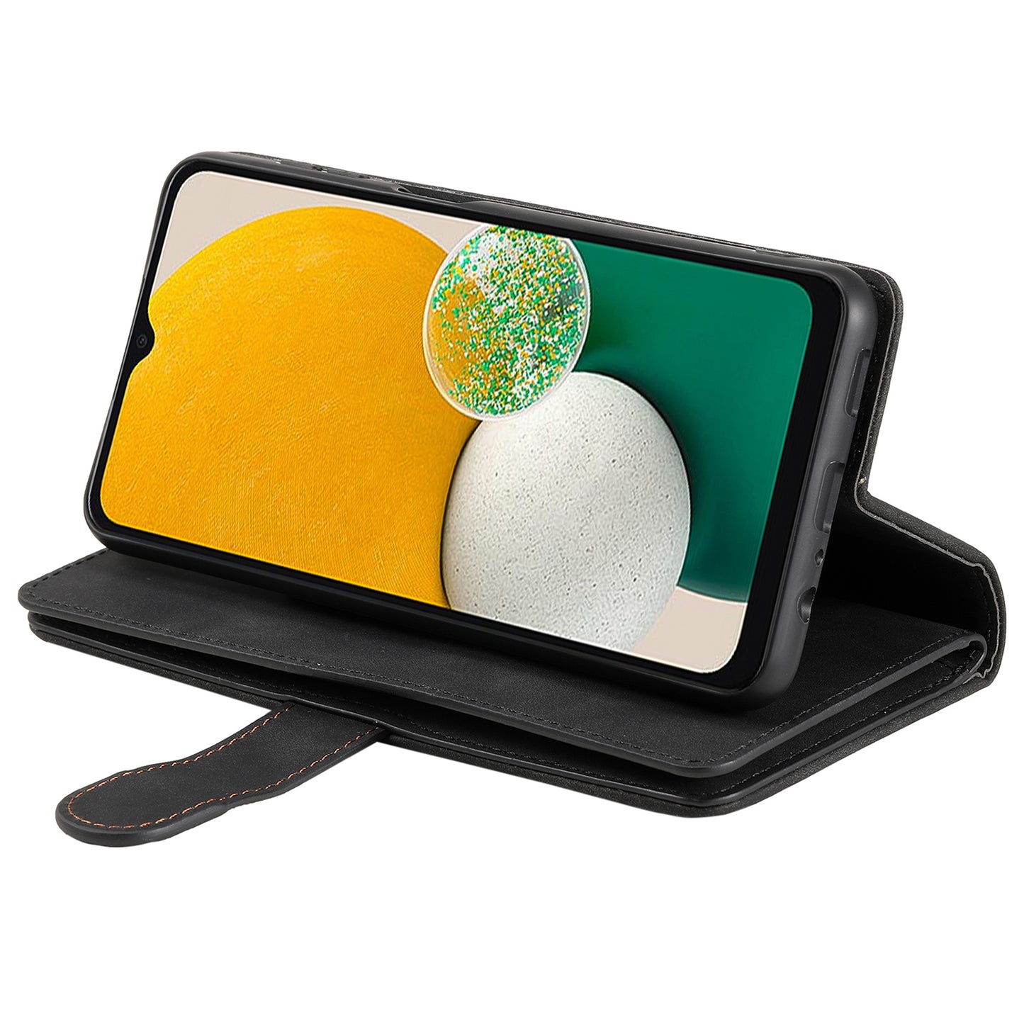 For Samsung Galaxy A16 5G / A16 4G Case PU Leather Phone Cover with Zipper Wallet 9 Card Slots - Black