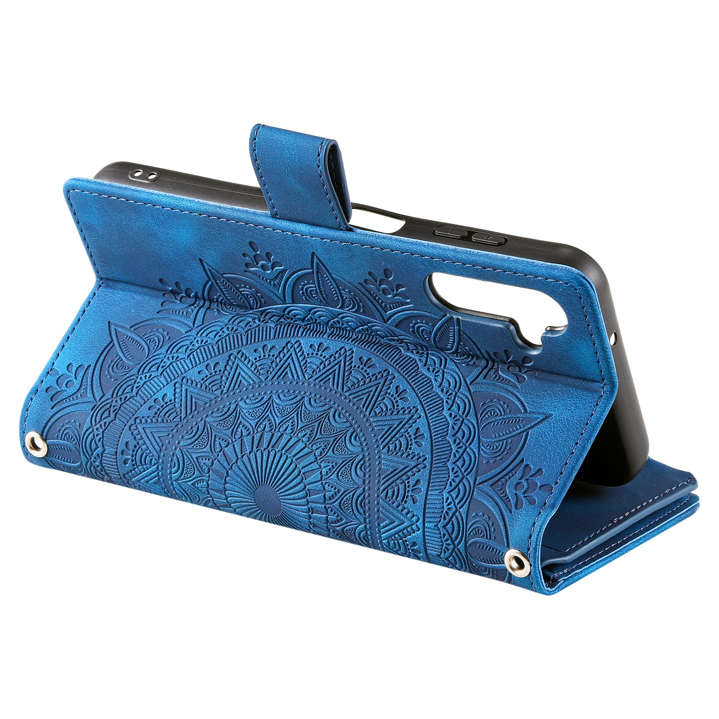 Style 006 For Samsung Galaxy A16 5G / A16 4G Wallet Case PU Leather Phone Cover Mandala Flower Pattern - Blue