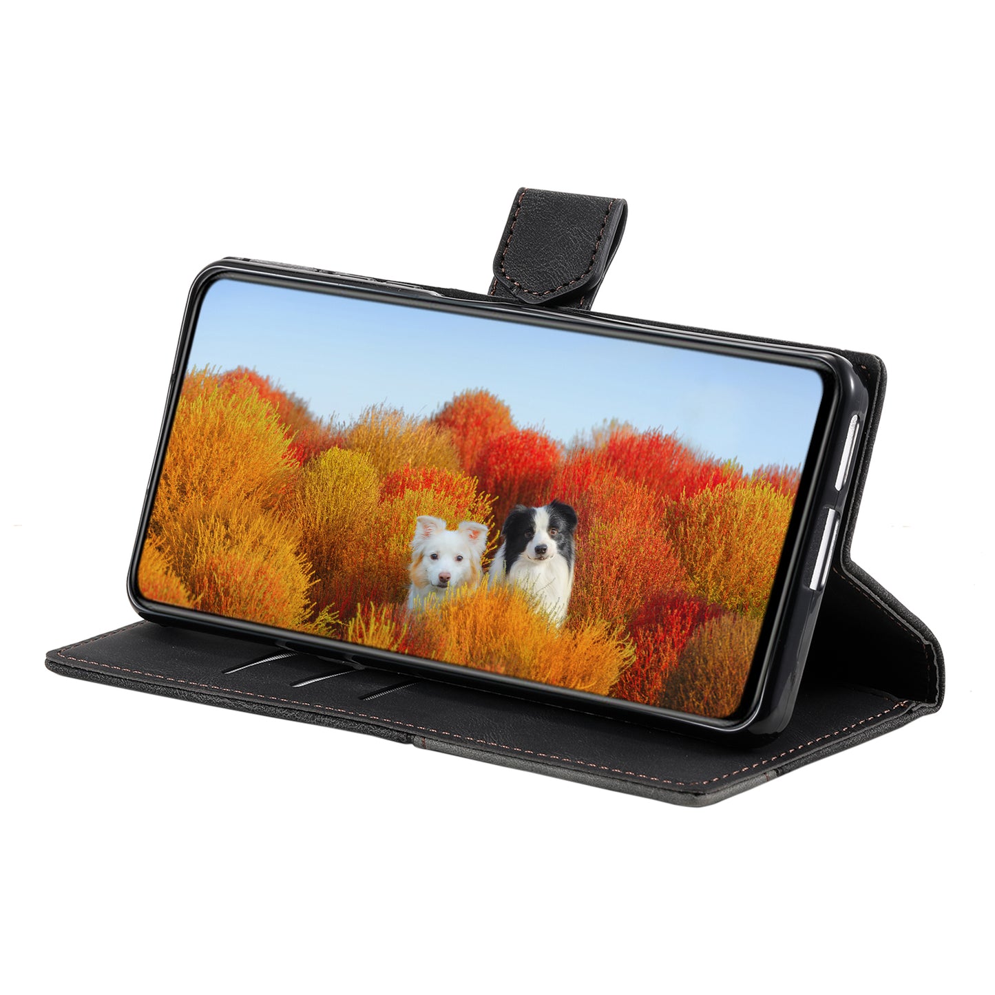 For Samsung Galaxy A16 5G / A16 4G Leather Case RFID Blocking Wallet Stand Phone Cover with Strap - Black