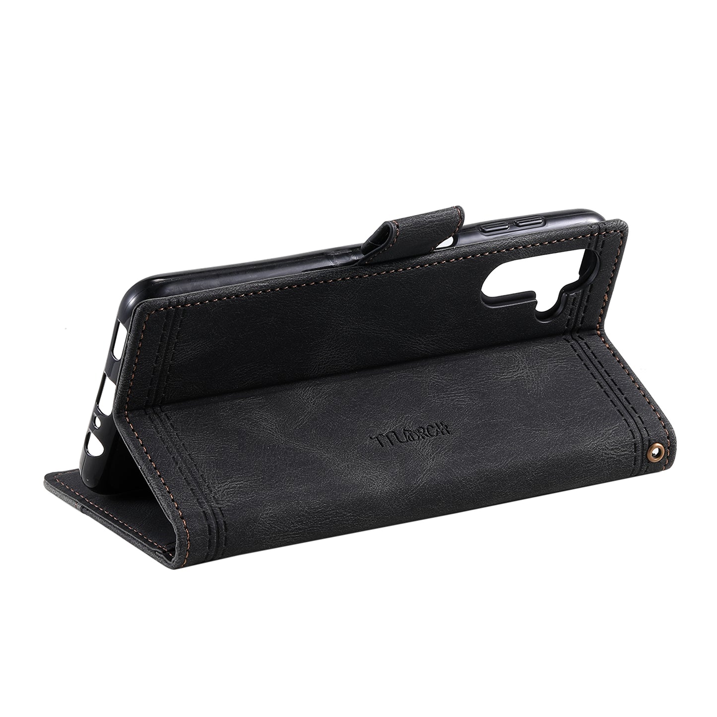 For Samsung Galaxy A16 5G / A16 4G Leather Case RFID Blocking Wallet Stand Phone Cover with Strap - Black