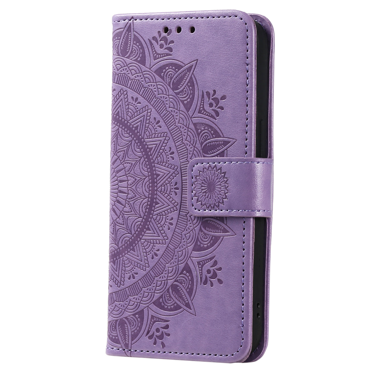 For Samsung Galaxy A16 5G / A16 4G Case Imprinted Totem PU Leather Wallet Stand Phone Cover - Purple