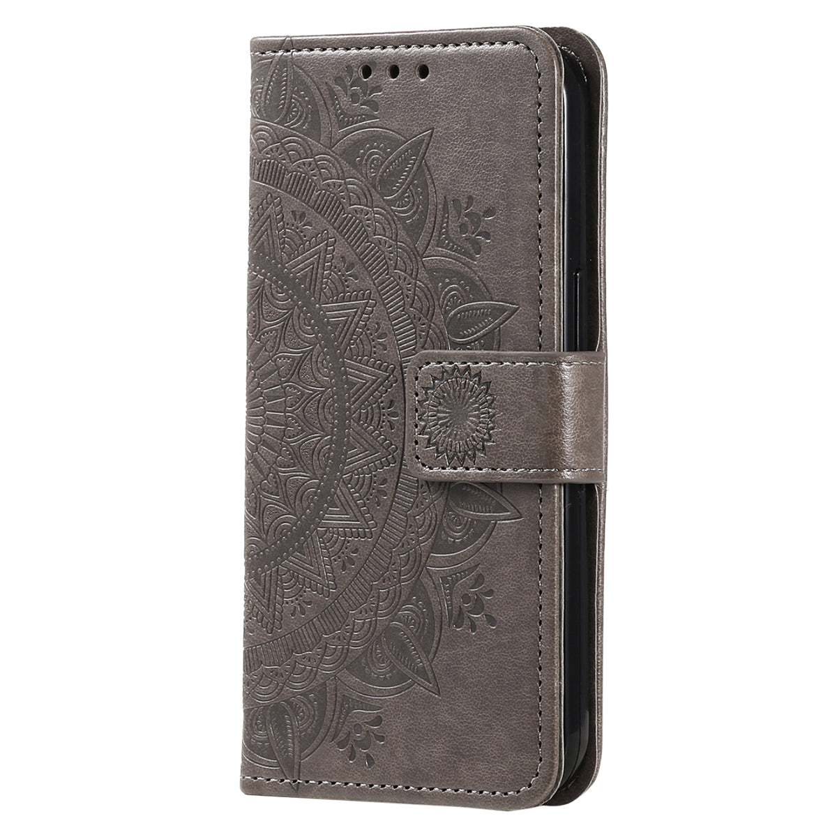 For Samsung Galaxy A16 5G / A16 4G Case Imprinted Totem PU Leather Wallet Stand Phone Cover - Grey