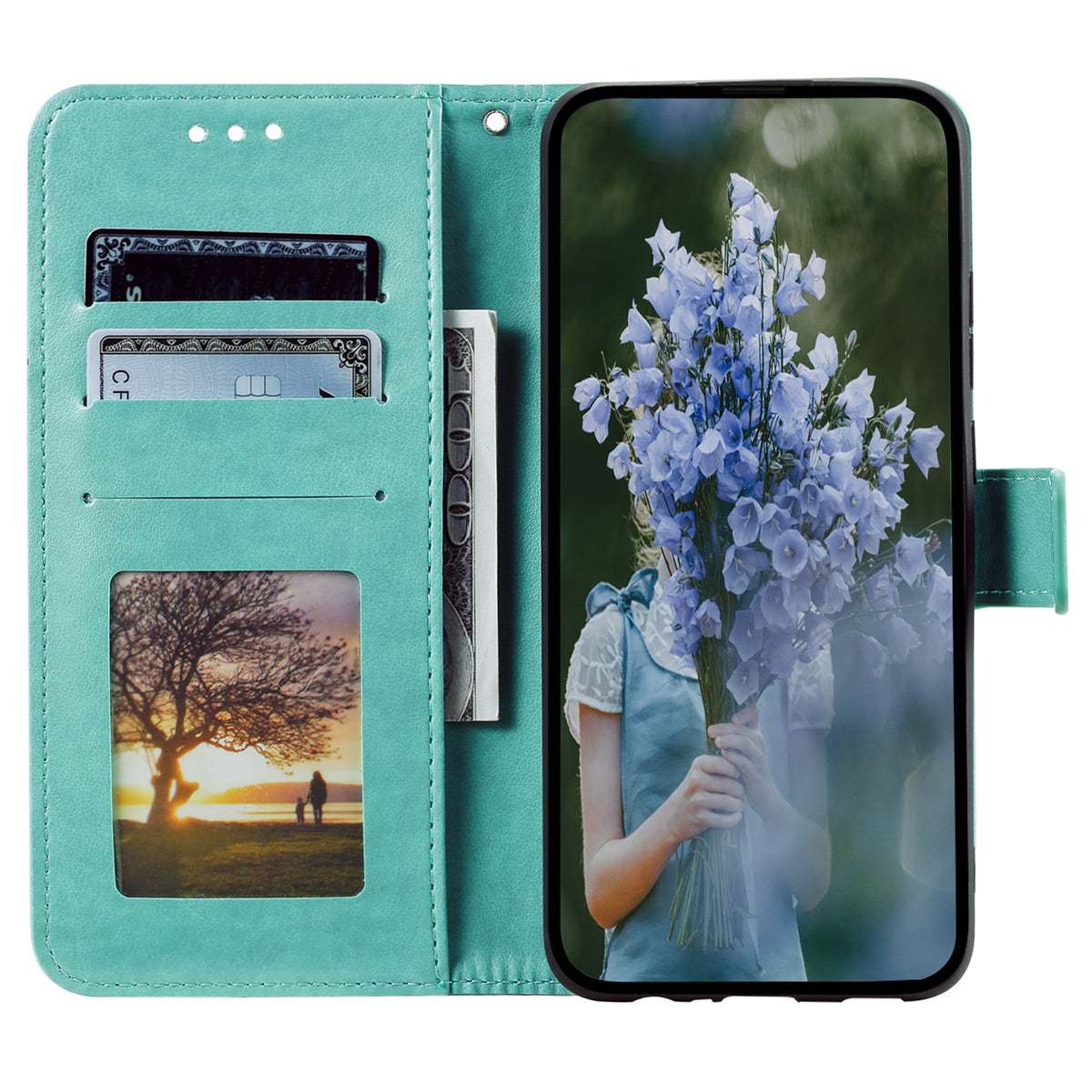 For Samsung Galaxy A16 5G / A16 4G Case Imprinted Totem PU Leather Wallet Stand Phone Cover - Green