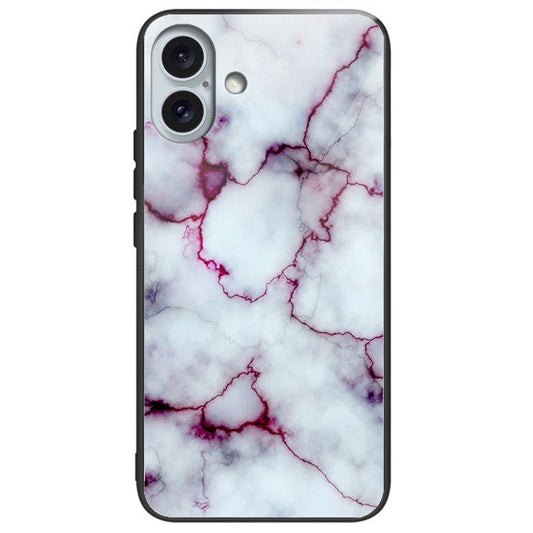 For iPhone 16 Plus Case Pattern Printing Tempered Glass TPU Phone Cover - Style F