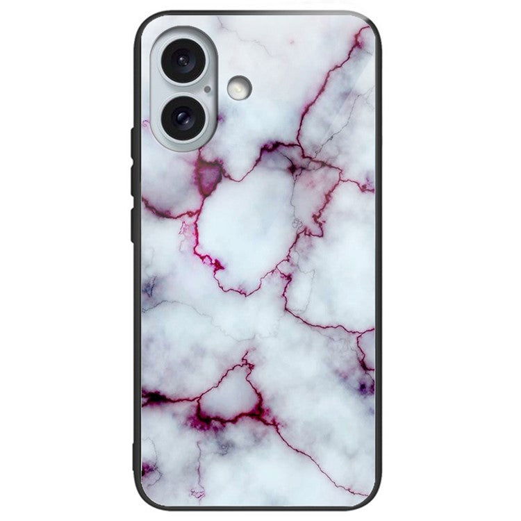 For iPhone 16 Case Pattern Printing Tempered Glass TPU Shockproof Phone Cover - Style F