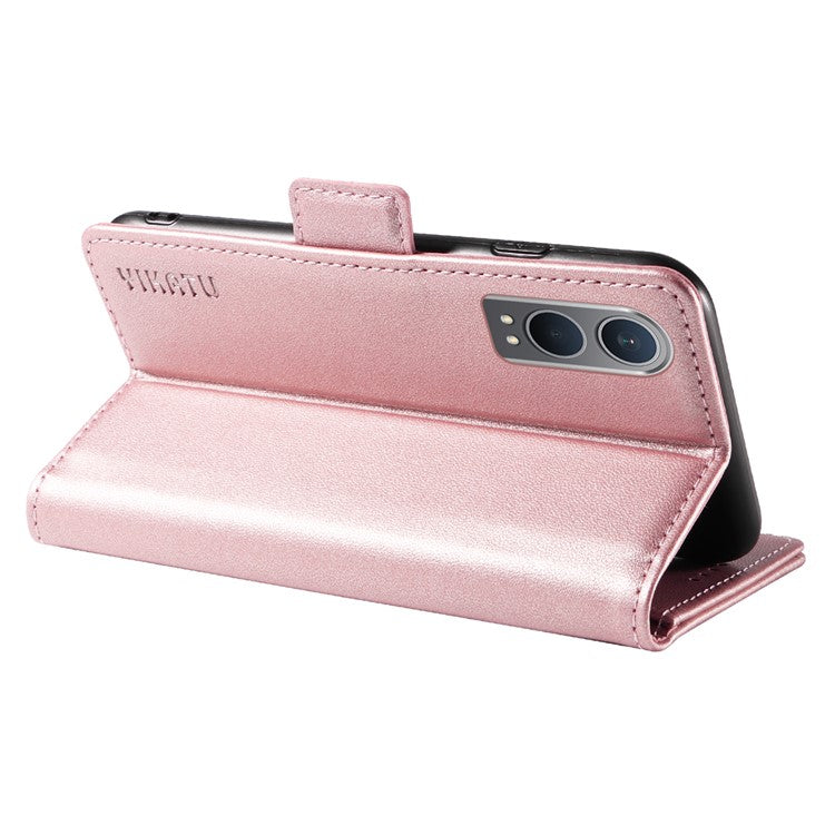 YIKATU YK-003 For OnePlus Nord CE4 Lite 5G / Oppo K12x 5G (China) Case Card Holder Stand Leather Phone Cover - Rose Gold