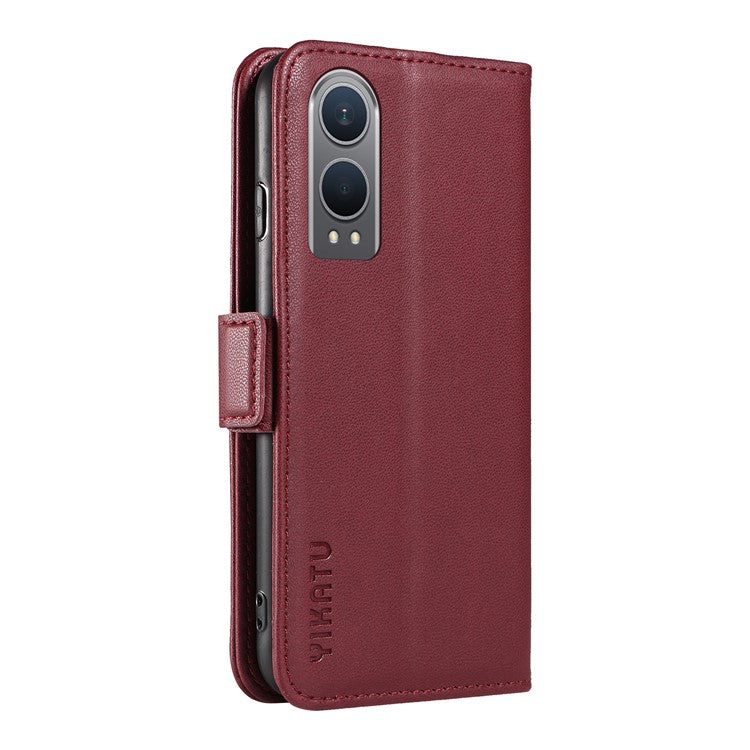 YIKATU YK-003 For OnePlus Nord CE4 Lite 5G / Oppo K12x 5G (China) Case Card Holder Stand Leather Phone Cover - Wine Red