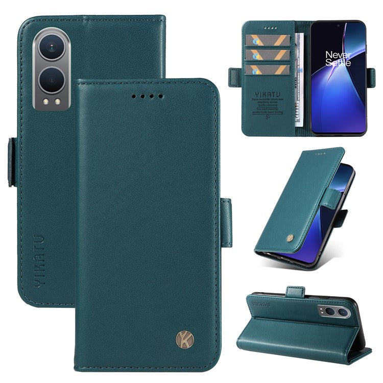 YIKATU YK-003 For OnePlus Nord CE4 Lite 5G / Oppo K12x 5G (China) Case Card Holder Stand Leather Phone Cover - Green