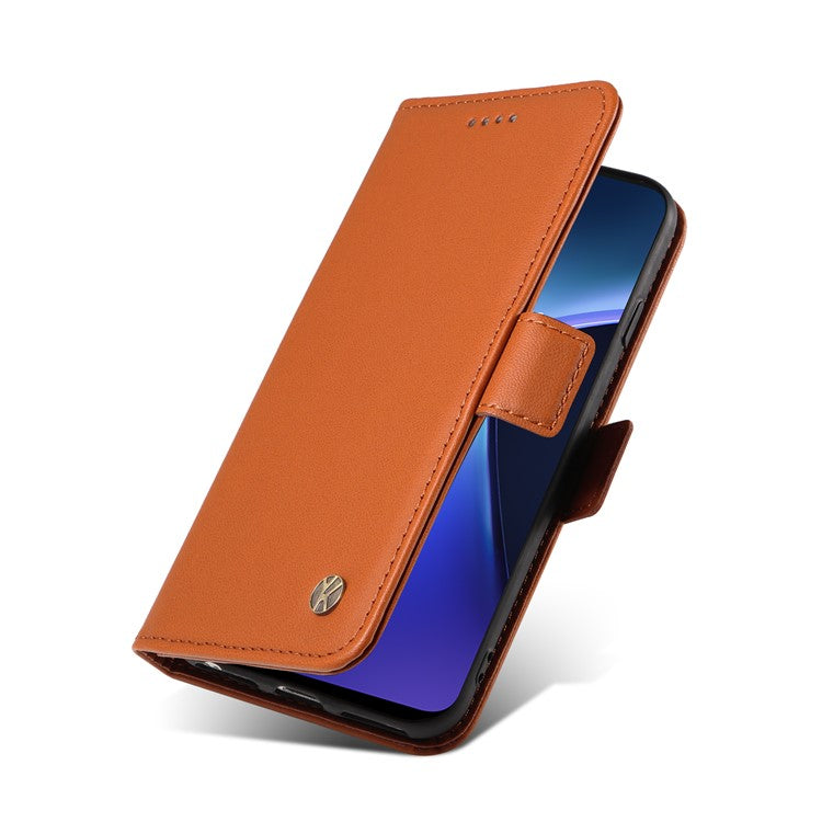 YIKATU YK-003 For OnePlus Nord CE4 Lite 5G / Oppo K12x 5G (China) Case Card Holder Stand Leather Phone Cover - Brown