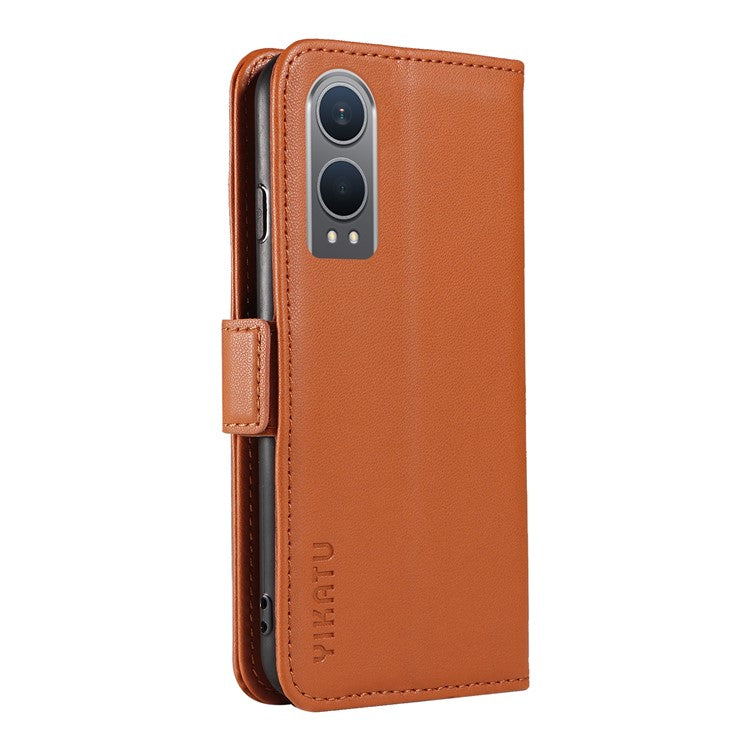 YIKATU YK-003 For OnePlus Nord CE4 Lite 5G / Oppo K12x 5G (China) Case Card Holder Stand Leather Phone Cover - Brown