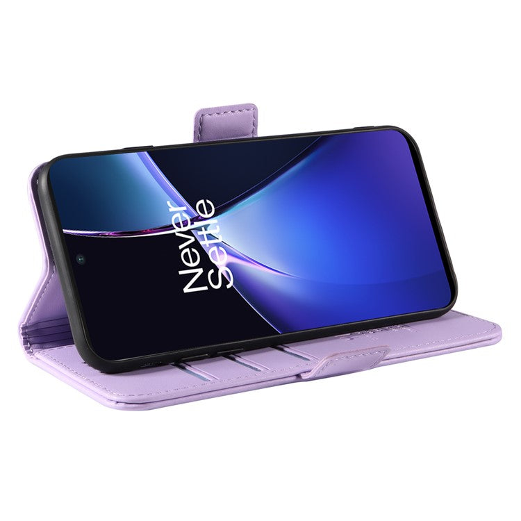 YIKATU YK-003 For OnePlus Nord CE4 Lite 5G / Oppo K12x 5G (China) Case Card Holder Stand Leather Phone Cover - Light Purple