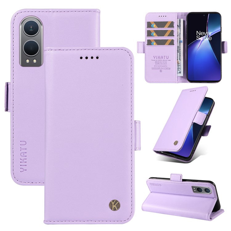 YIKATU YK-003 For OnePlus Nord CE4 Lite 5G / Oppo K12x 5G (China) Case Card Holder Stand Leather Phone Cover - Light Purple