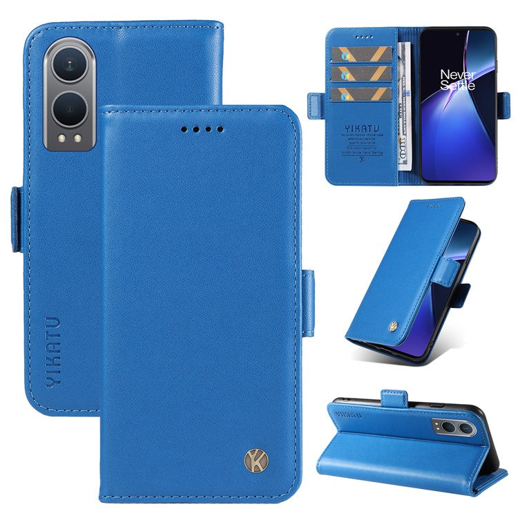 YIKATU YK-003 For OnePlus Nord CE4 Lite 5G / Oppo K12x 5G (China) Case Card Holder Stand Leather Phone Cover - Sky Blue