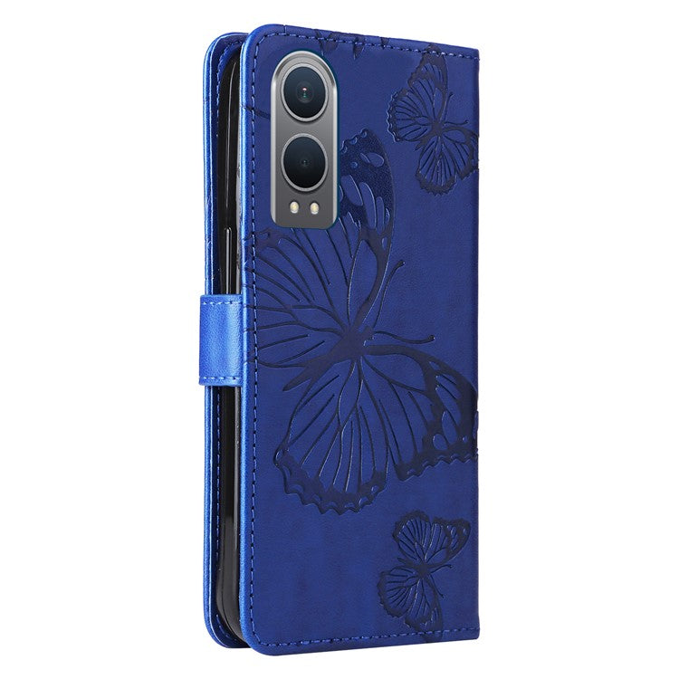 KT Imprinting Flower Series-2 For OnePlus Nord CE4 Lite 5G / Oppo K12x 5G (China) Case Floral Butterfly Leather Phone Cover Card Holder - Blue