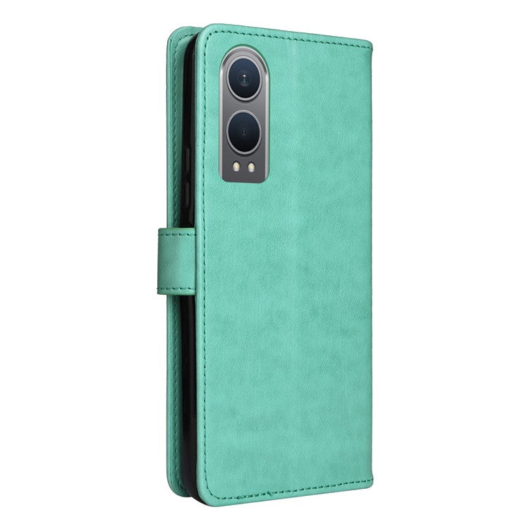 KT Imprinting Flower Series-4 For OnePlus Nord CE4 Lite 5G / Oppo K12x 5G (China) Case Cat Bee Protective Flip Leather Phone Cover - Green