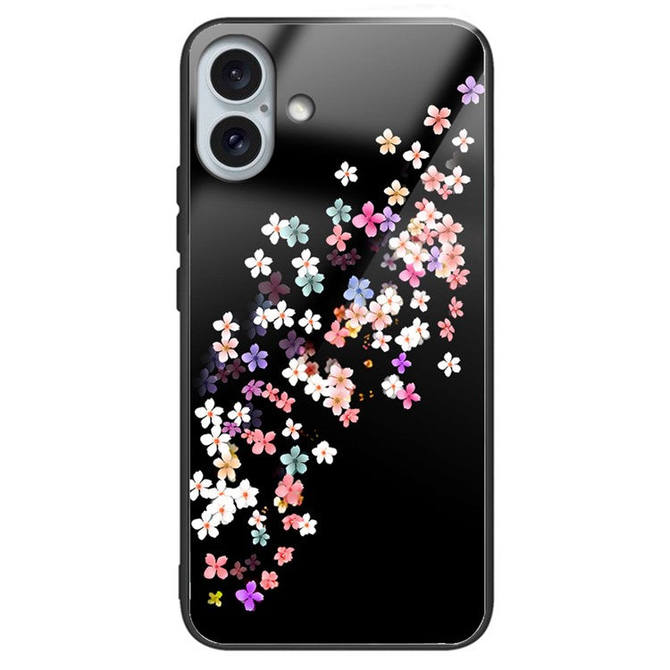 For iPhone 16 Case Tempered Glass TPU Drop-Proof Phone Cover Pattern Printing - Style D