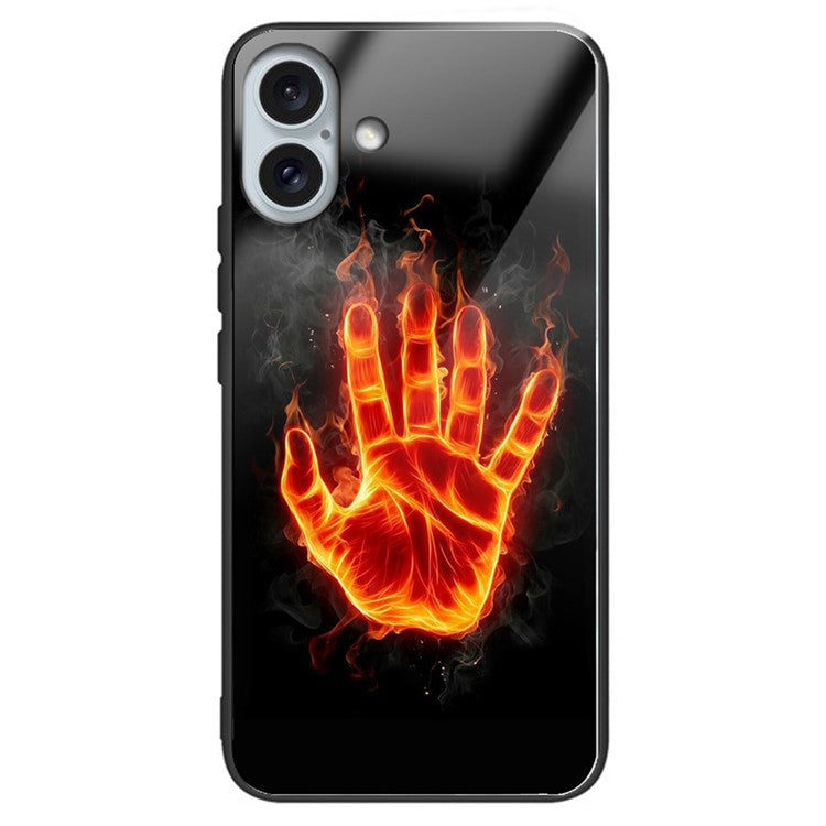 For iPhone 16 Case Tempered Glass TPU Drop-Proof Phone Cover Pattern Printing - Style H