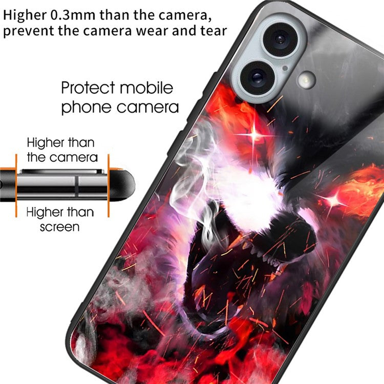 For iPhone 16 Case Tempered Glass TPU Drop-Proof Phone Cover Pattern Printing - Style L