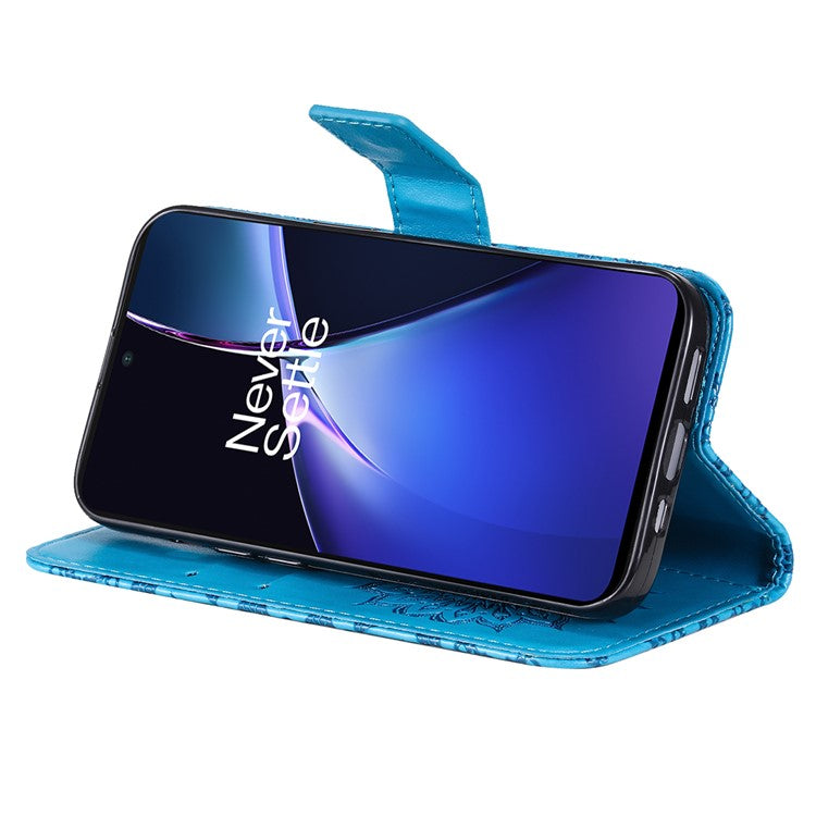 KT Imprinting Flower Series-1 For OnePlus Nord CE4 Lite 5G / Oppo K12x 5G (China) Case Sunflower Leather Card Holder Folio Phone Cover - Blue