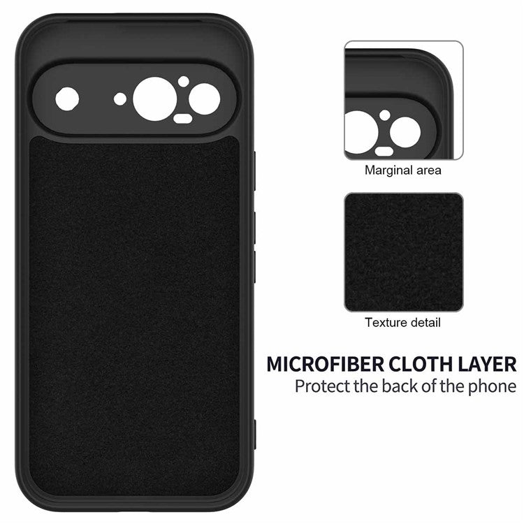 For Google Pixel 9 Case Liquid Silicone Shockproof Phone Cover with Hand Strap - Black