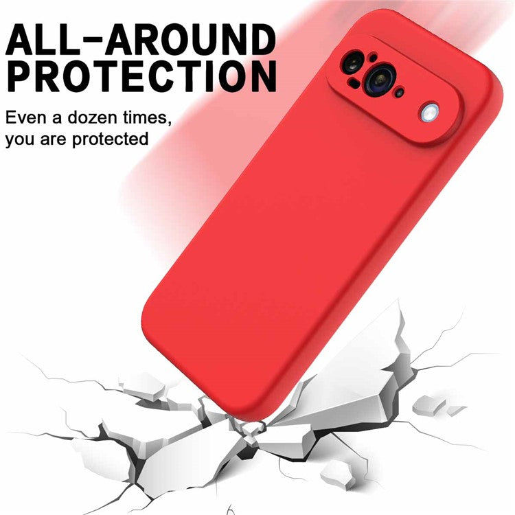 For Google Pixel 9 Case Liquid Silicone Shockproof Phone Cover with Hand Strap - Red