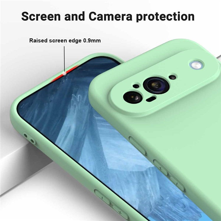 For Google Pixel 9 Case Liquid Silicone Shockproof Phone Cover with Hand Strap - Green