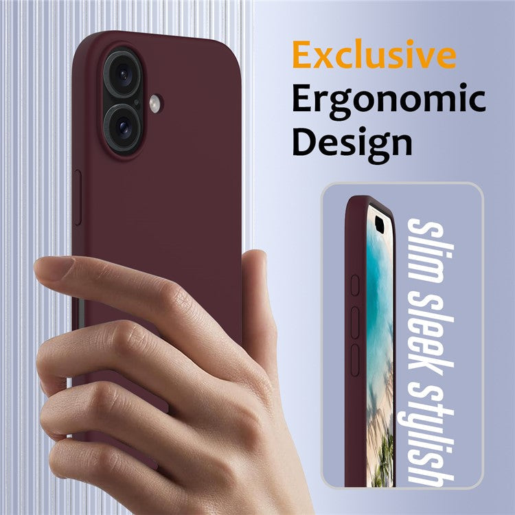 For iPhone 16 Case Compatible with MagSafe Anti-Drop Liquid Silicone Phone Cover - Wine Red