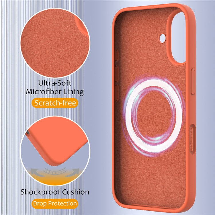 For iPhone 16 Plus Case Liquid Silicone Phone Cover Compatible with MagSafe - Orange