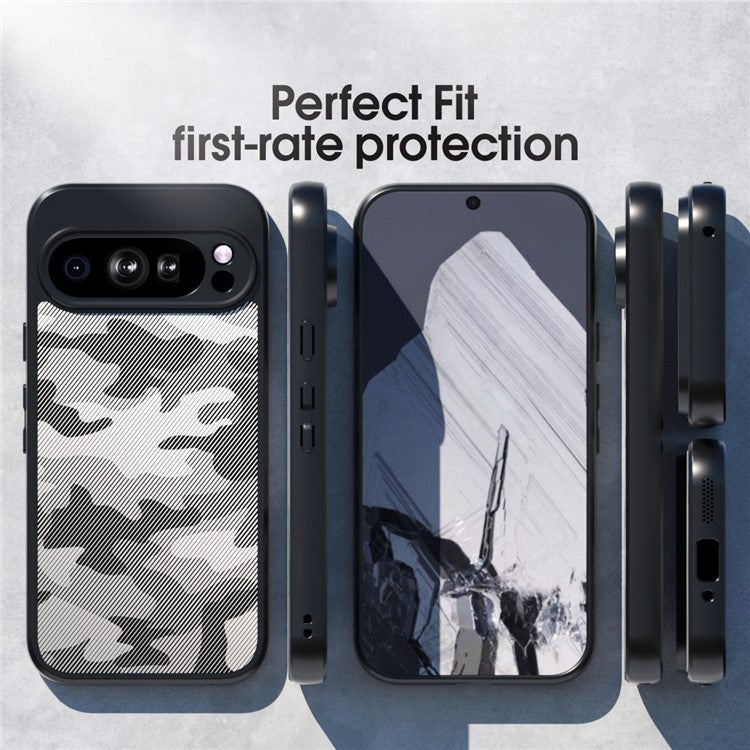 IBMRS For Google Pixel 9 Pro XL Case TPU+PC Phone Cover Shockproof Protection - Grid Camouflage